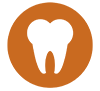 icon with a white tooth inside of an orange circle