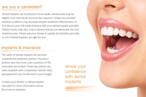 infographic with information on candidacy and financing for dental implants