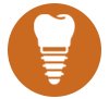 icon of a white dental implant on an orange background